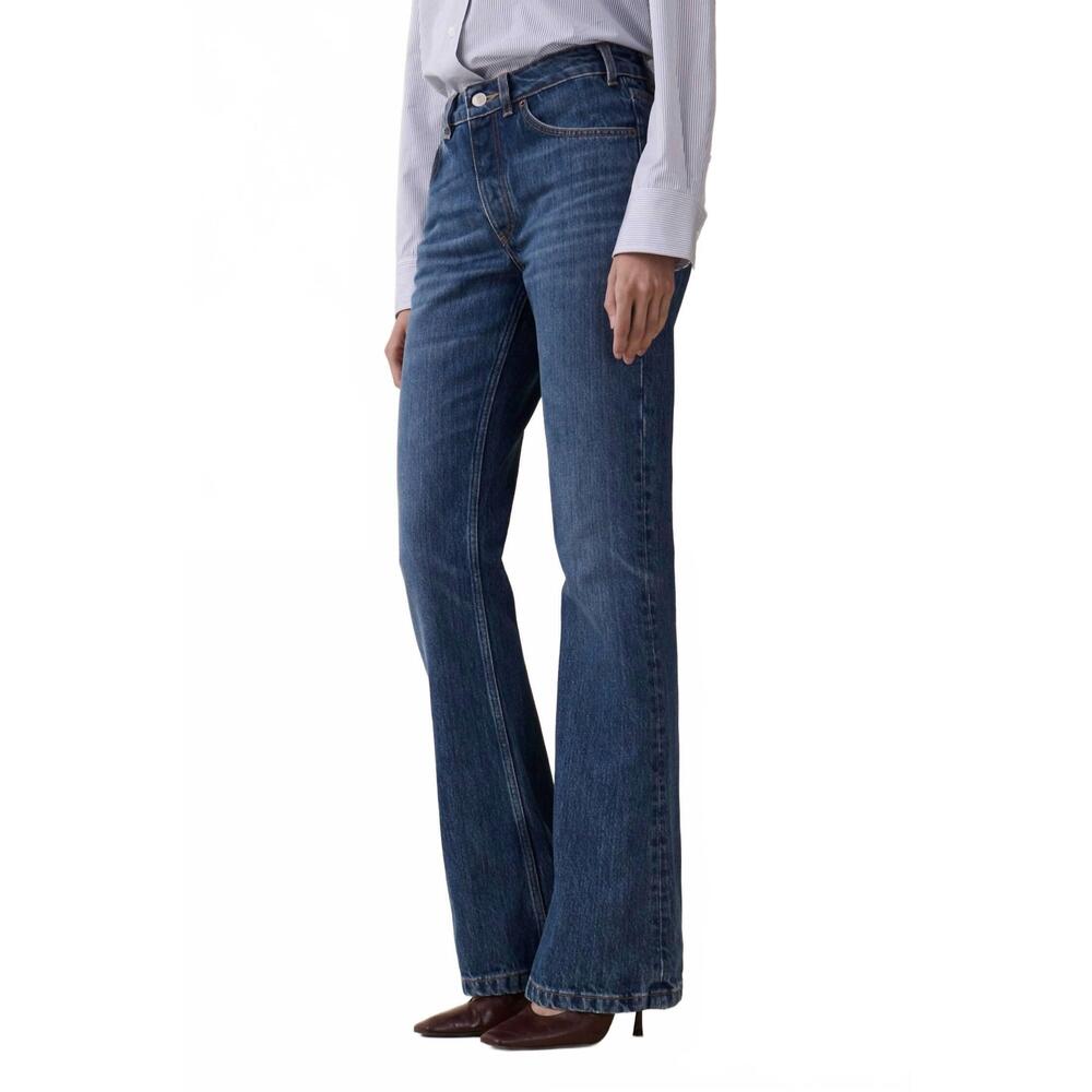 NEW JEANERICA moda mid rise slim flared jean in fresco blue - Picture 2 of 4